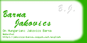 barna jakovics business card